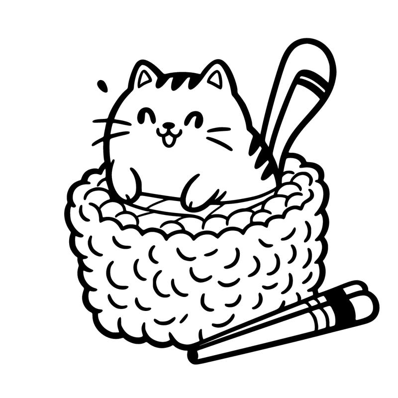 cat in a sushi