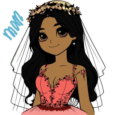 realistic girl in a wedding dress