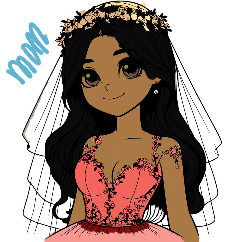 realistic girl in a wedding dress