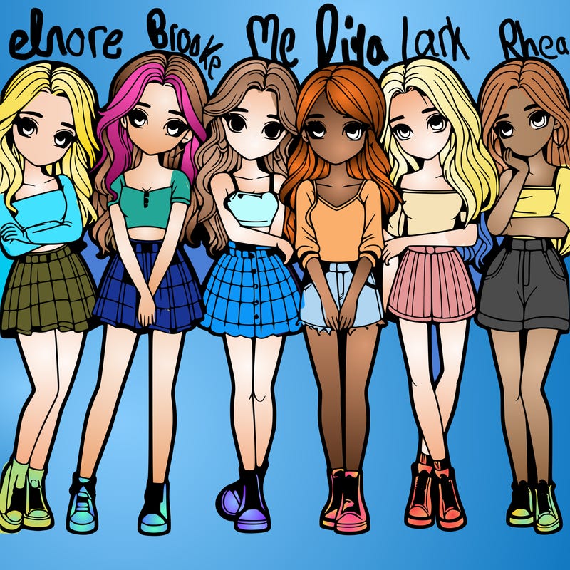 a group of girls realistic