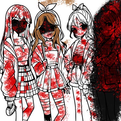 teen manga girls group of 4