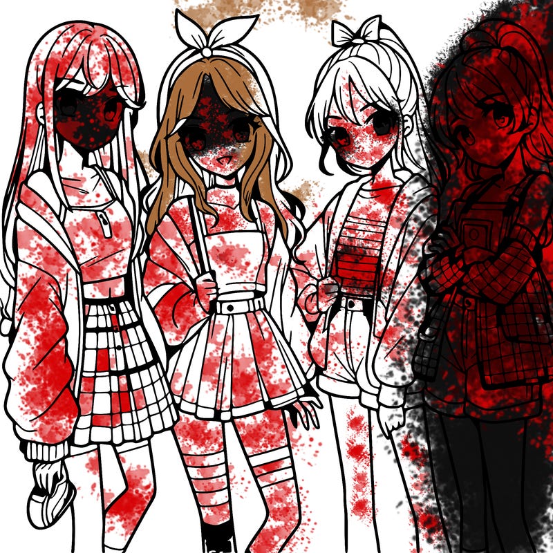 teen manga girls group of 4