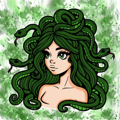 realistic medusa with snakes in her hair