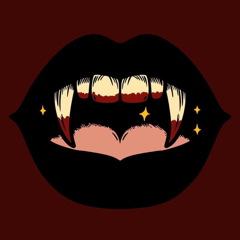 lips with vampire teeth