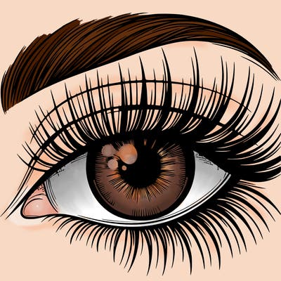 an beautiful realistic eye with long lashes