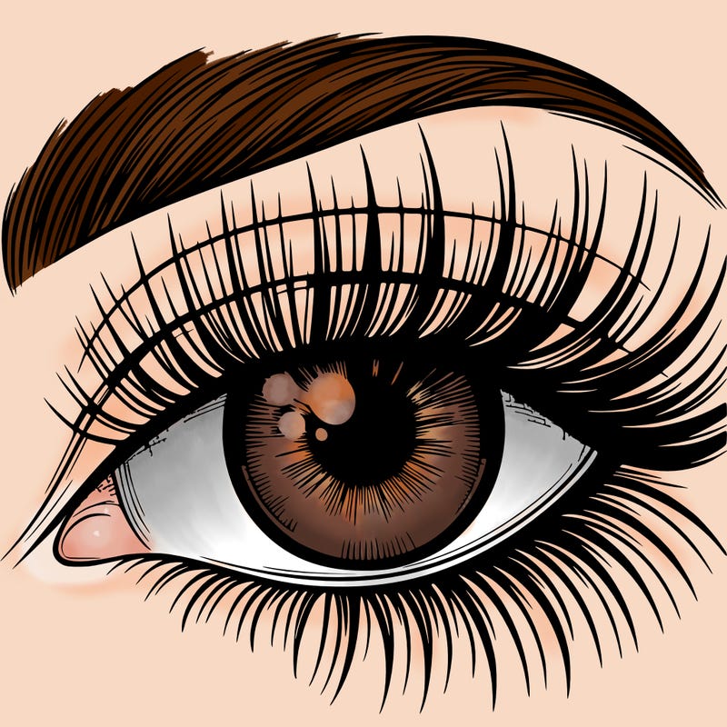 an beautiful realistic eye with long lashes