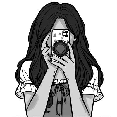 a realistic girl holding her phone taking pictures