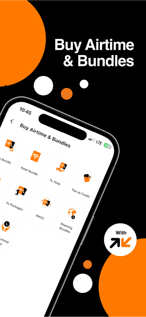 Orange Max it - Sierra Leone - Mobile app interface of Orange Max it showing options to buy airtime and bundles in Sierra Leone