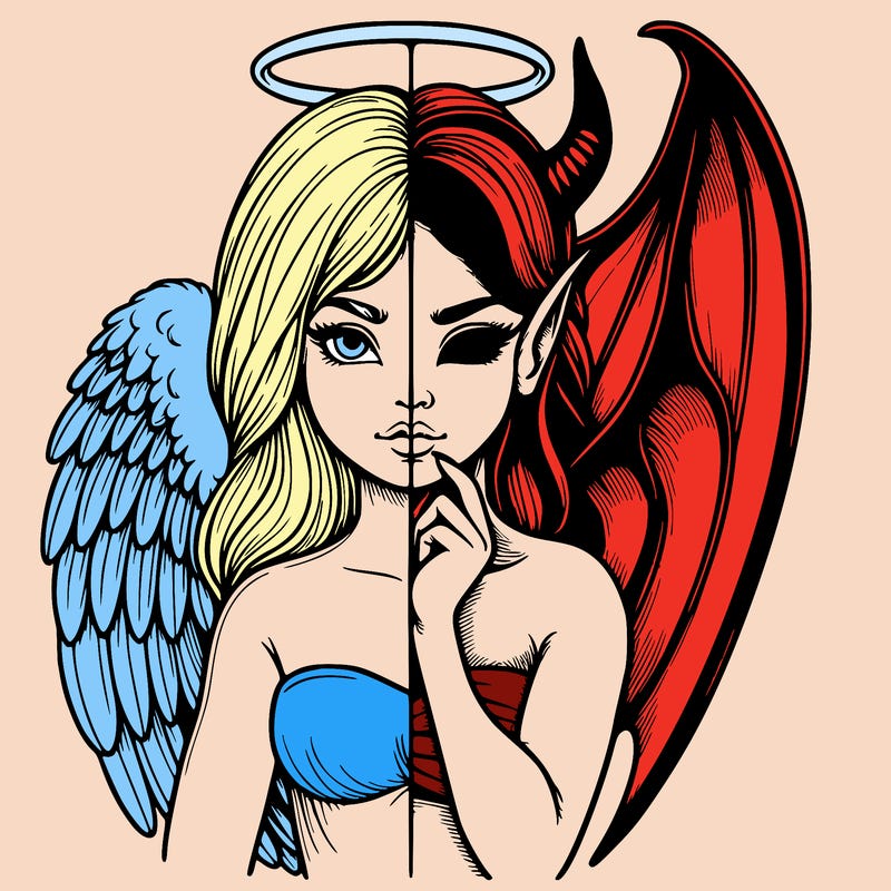 realistic angel half demon