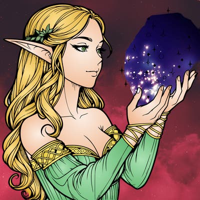 realistic elf girl doing magic