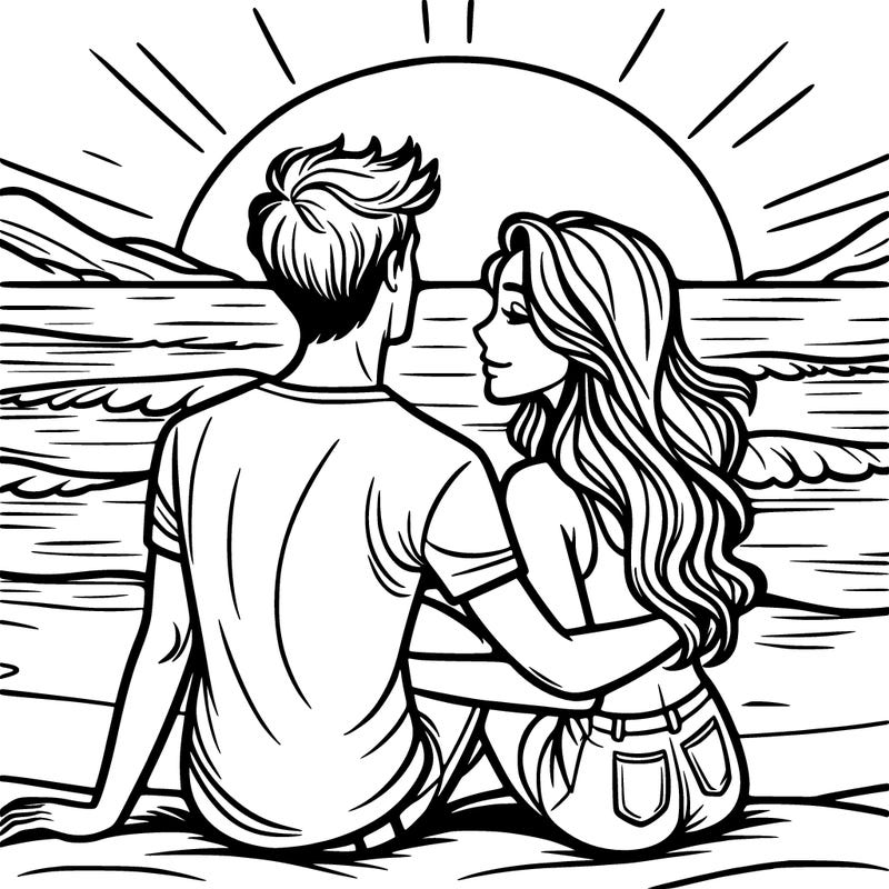 couple on beach at sunset