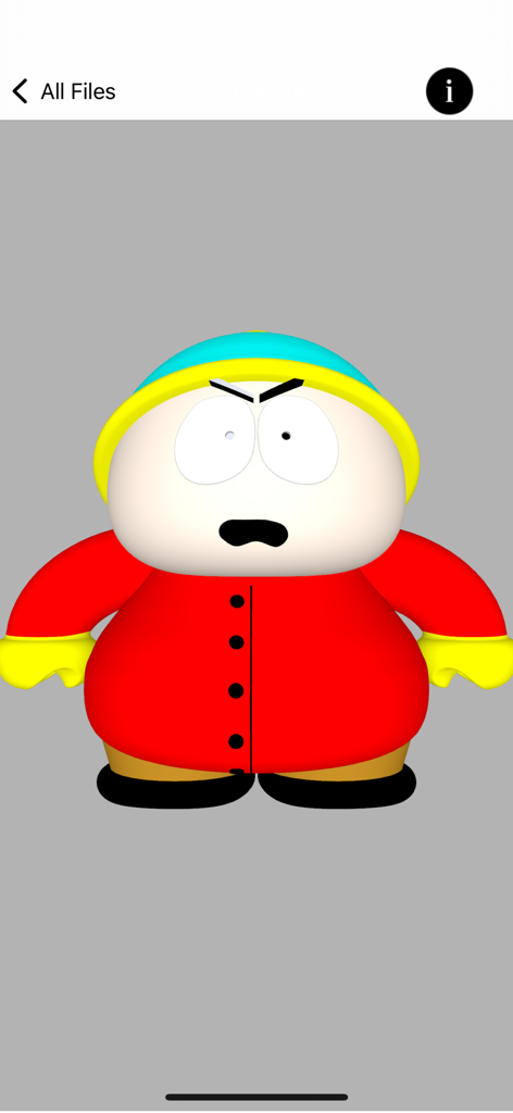 Screenshot of the 3D PDF Viewer app displaying a 3D rendered character model.