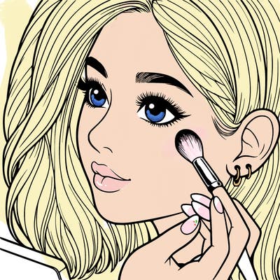 a realistic girl doing her makeup