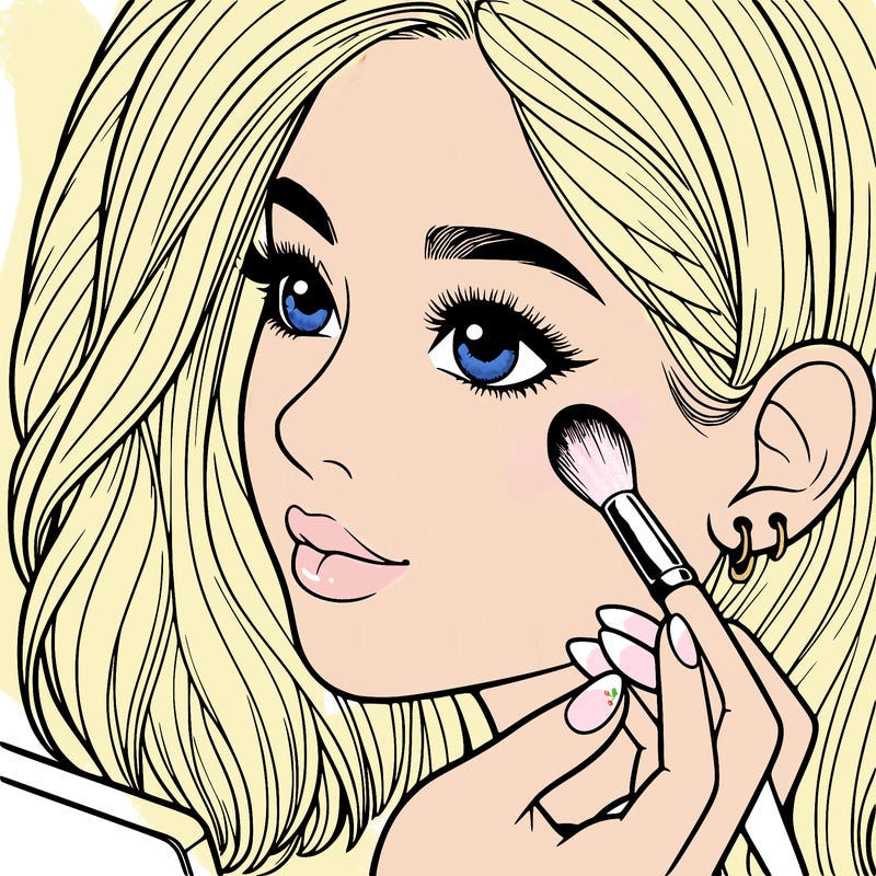 a realistic girl doing her makeup