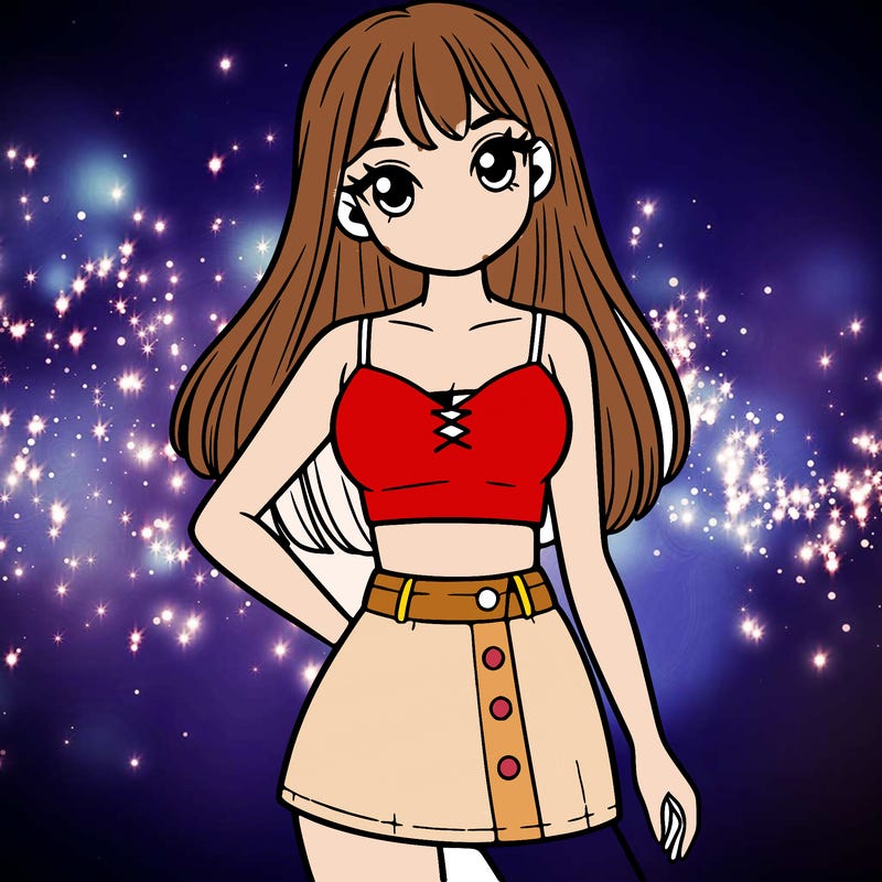 girl with a crop top and mini skirt