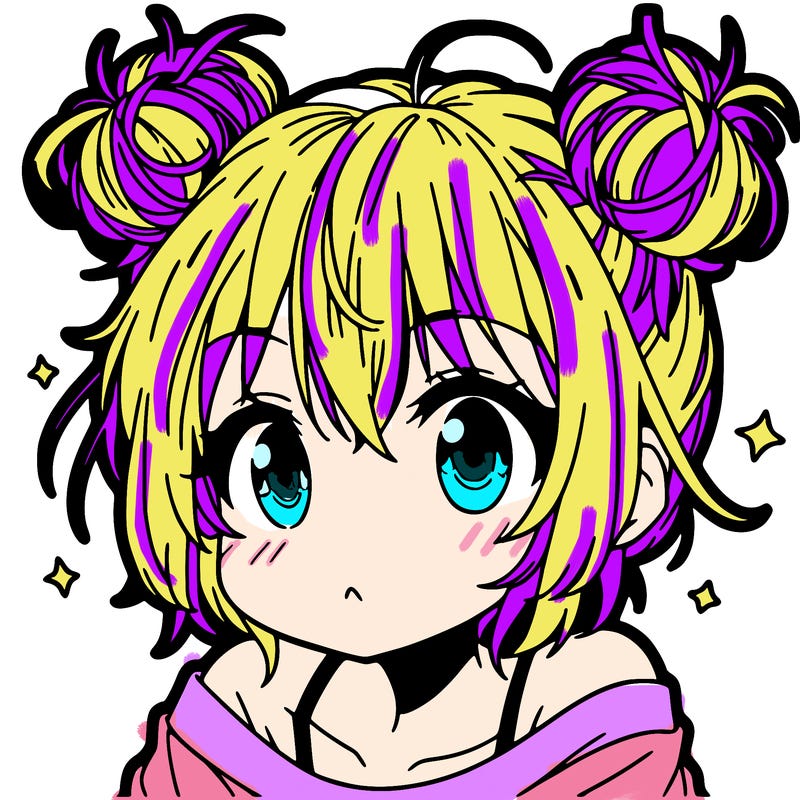 a manga girl with messy small buns