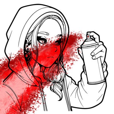 a realistic girl, spray painting