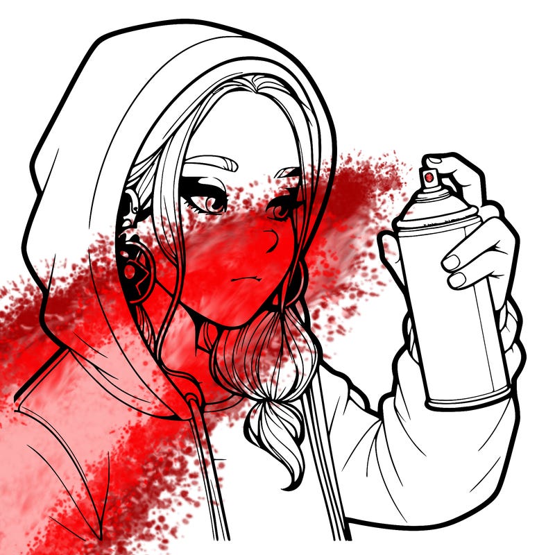 a realistic girl, spray painting