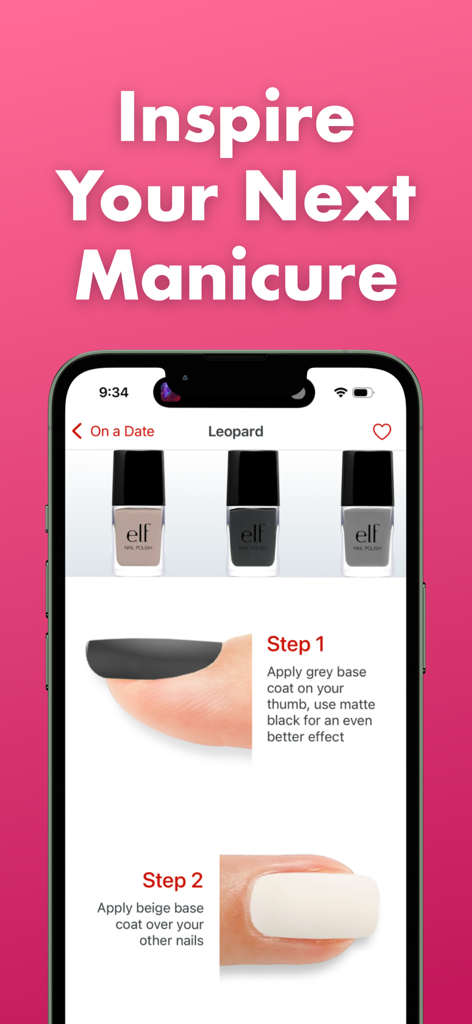Nail Designs - Manicures & Art - Mobile app screen showing step by step instructions for a leopard nail design