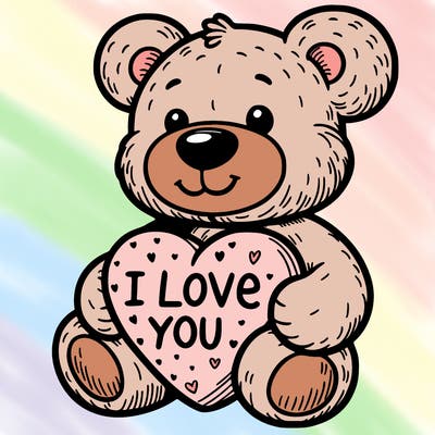 teddy bear holding an i love you heart