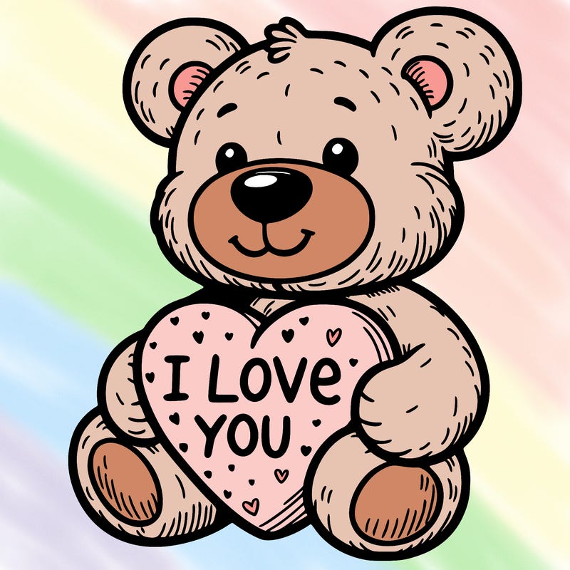 teddy bear holding an i love you heart