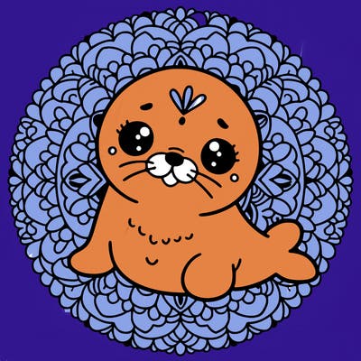 a cute baby seal mandala