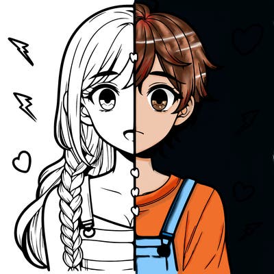 realistic girl boy split