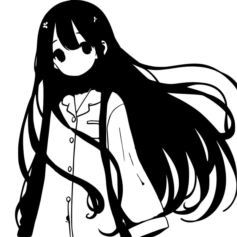 anime girl in pajamas with her silky dark black hair down