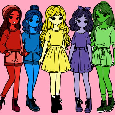 a group of five girls