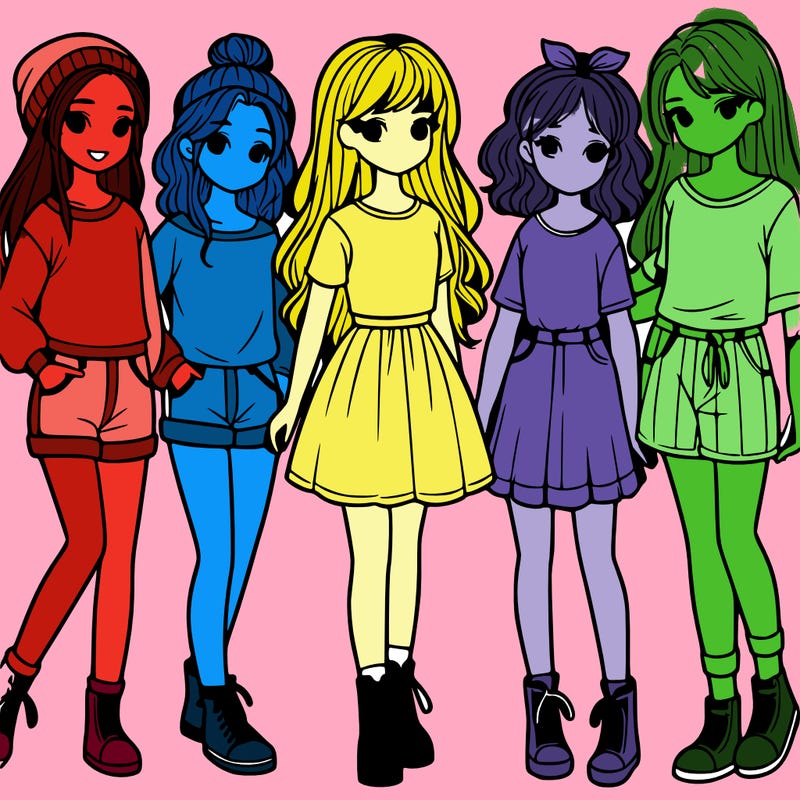 a group of five girls