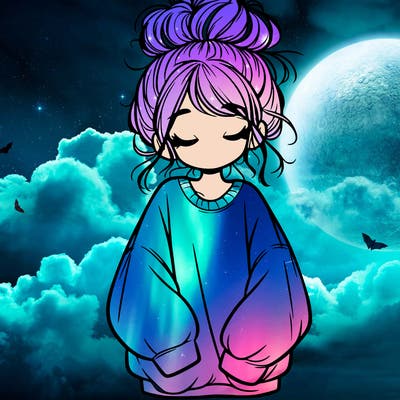 girl with baggy sweatshirt and messy bun