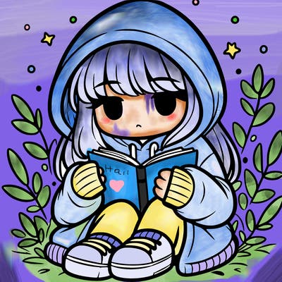 girl in oversized hoodie reading a book