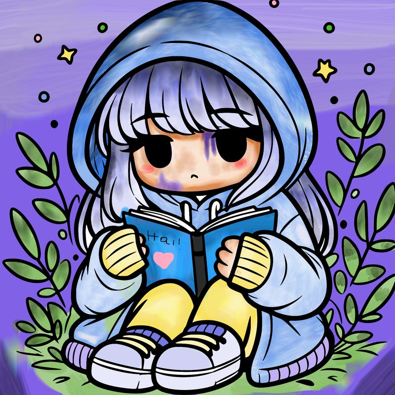 girl in oversized hoodie reading a book