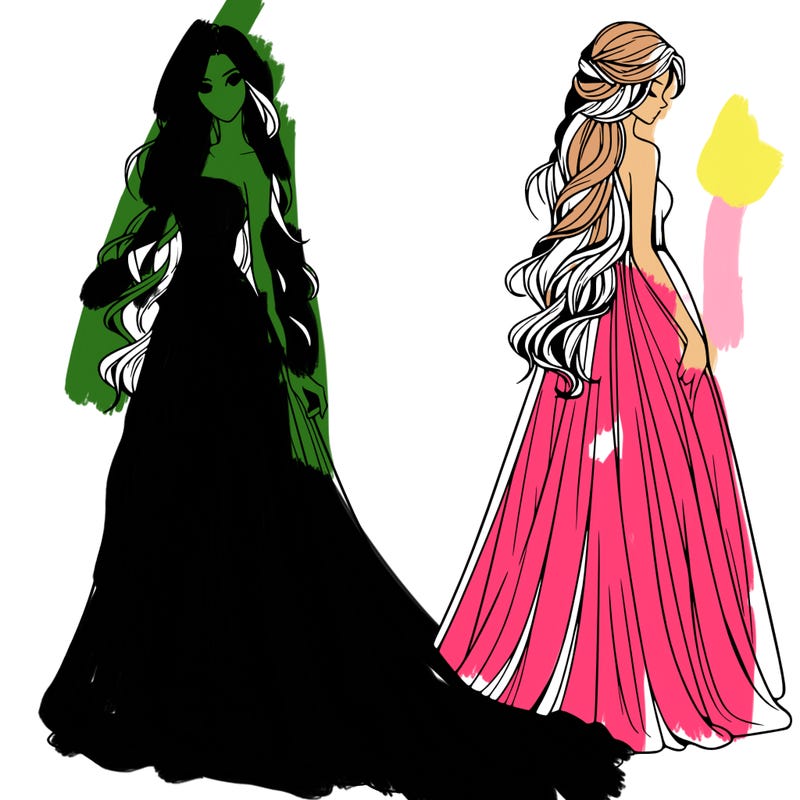 realistic woman with long flowing dress