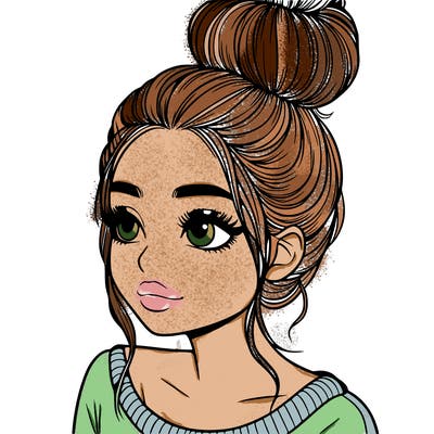 realistic girl with bun