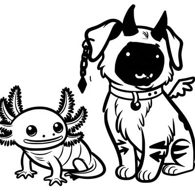 axolotl and a dog