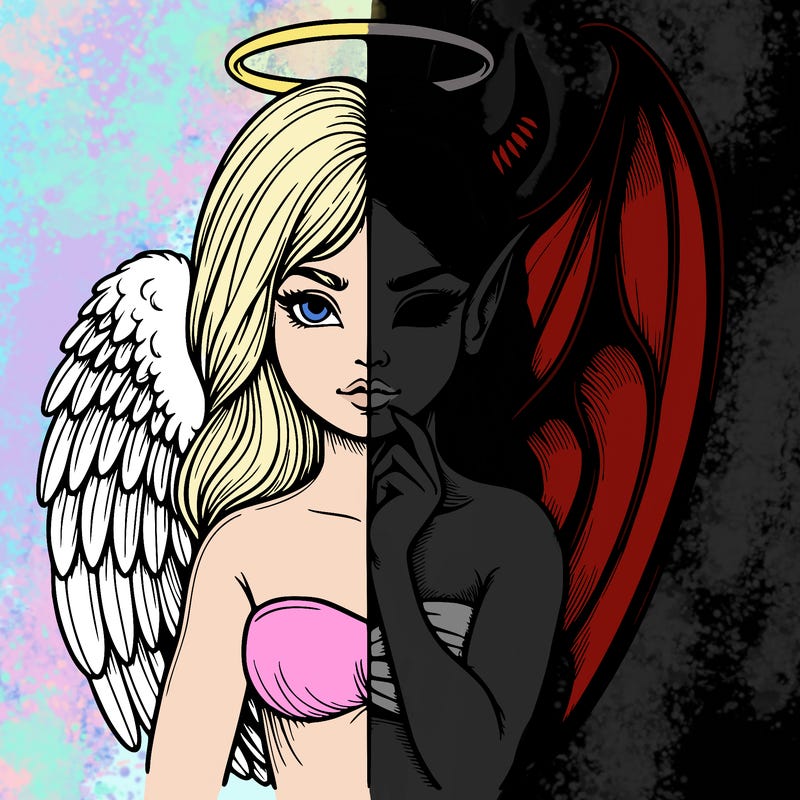 realistic angel half demon