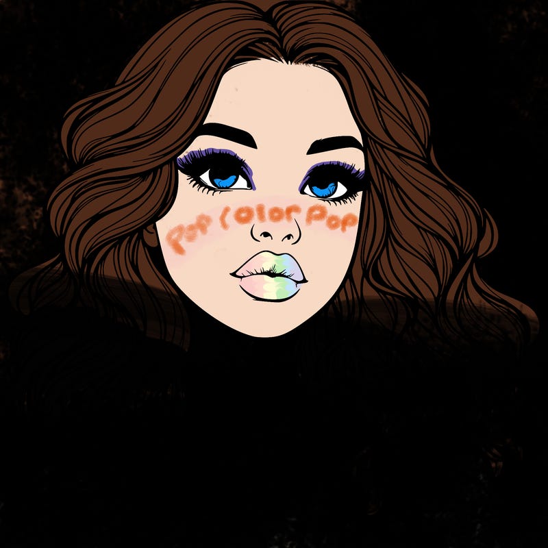 realistic girl with wavy hair and lips