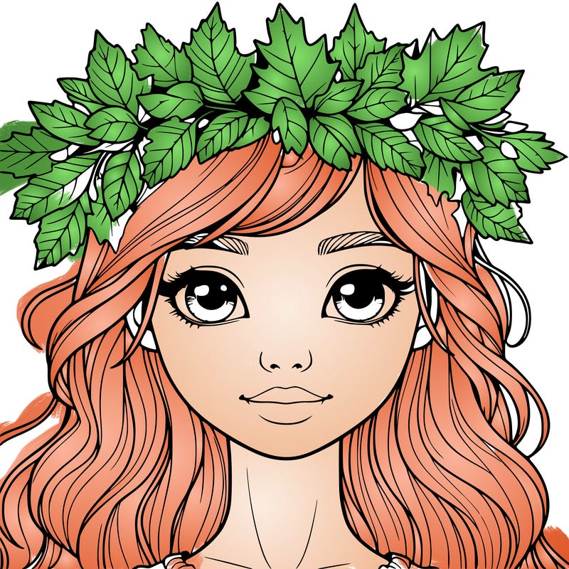 realistic girl with fall leaf crown