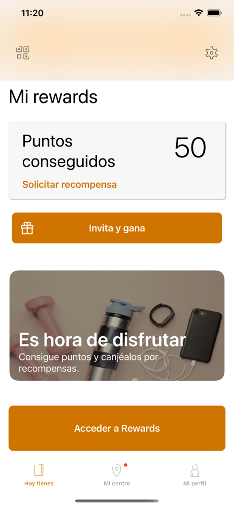 ULTRA GYM - ULTRA GYM app rewards page showing earned points and invitation button for users