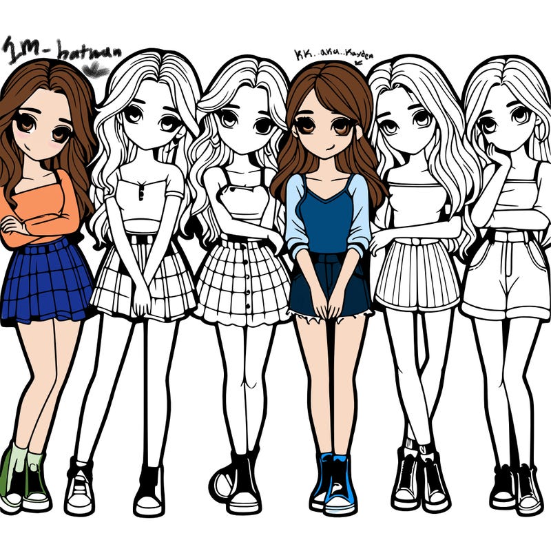 a group of girls realistic