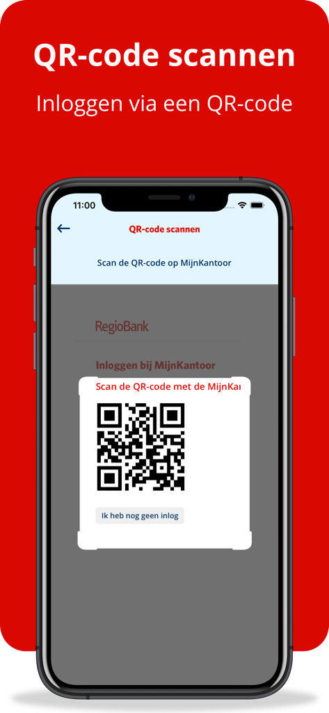 MijnKantoor RegioBank - MijnKantoor RegioBank App zeigt QR-Code-Scanner für sichere Anmeldung an