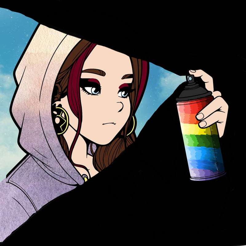 a realistic girl, spray painting