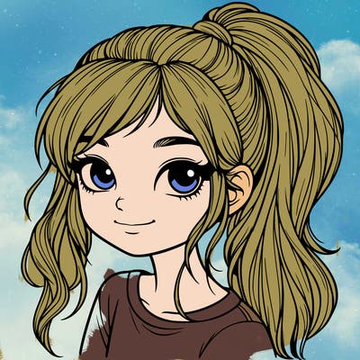 realistic girl with ponytail