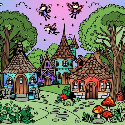 fairy village in trees