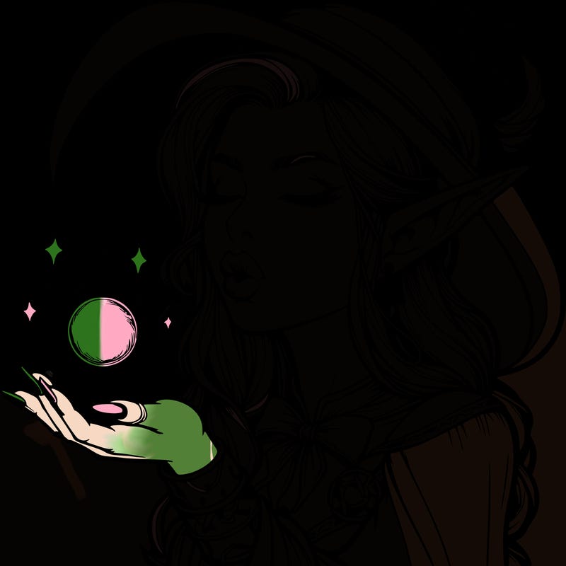 realistic elf casting a spell with lips
