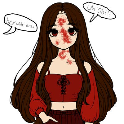 realistic girl with long hair and cute crop top