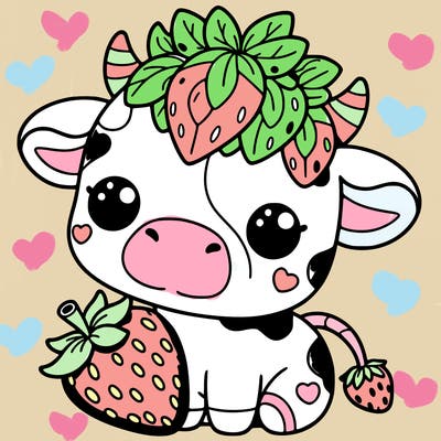 cute strawberry cow