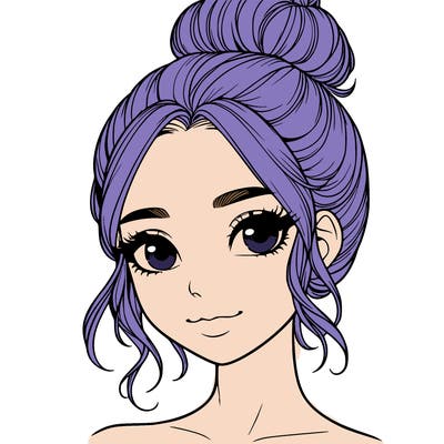 realistic pretty girl with hair in bun