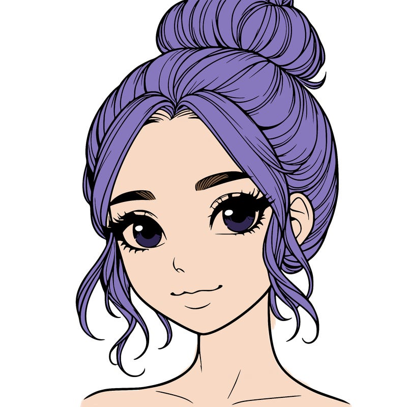 realistic pretty girl with hair in bun